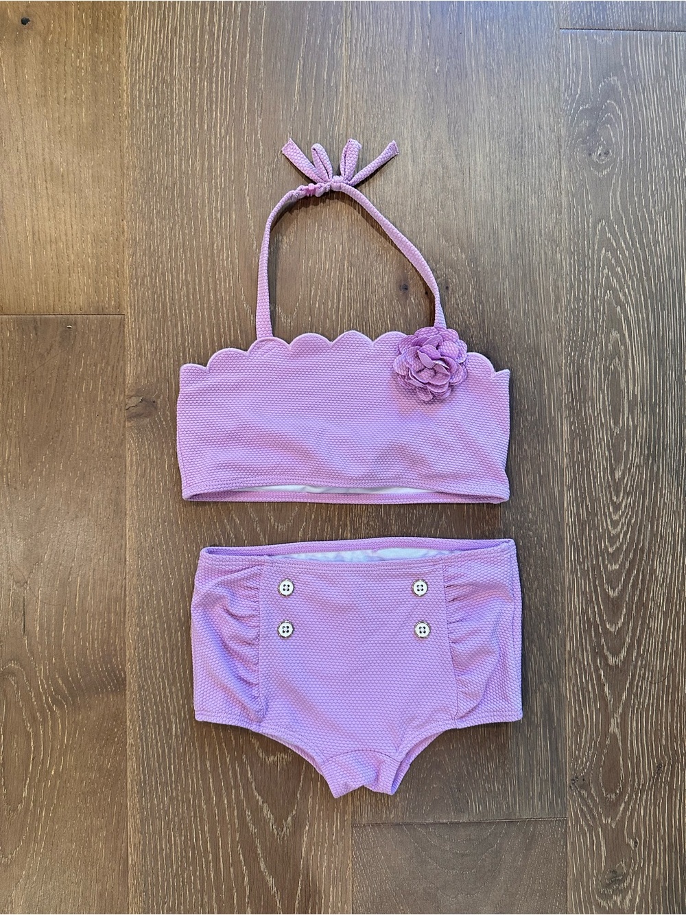 Janie and Jack lilac Scalloped Two-Piece Swim Set with Flower